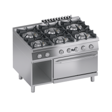 Masina de gatit linia 900 SOLUTION/ Aragaz profesional alimentare gaz 6 arzatoare cuptor GN 2/1 si dulap deschis ATA