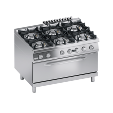 Masina de gatit linia 900 SOLUTION/ Aragaz profesional alimentare gaz 6 arzatoare si cuptor 105x53cm ATA MAXI