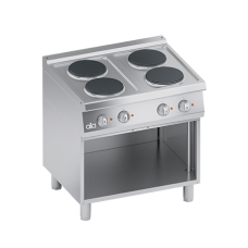 Masina de gatit linia 700 PERFORMANCE/ Aragaz profesional electric 4 arzatoare rotunde si dulap deschis model de banc ATA