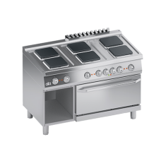 Masina de gatit linia 700 PERFORMANCE/ Aragaz profesional electric 6 arzatoare patrate si cuptor electric si dulap deschis 2/1GN  ATA