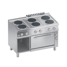 Masina de gatit linia 700 PERFORMANCE/ Aragaz profesional electric 6 arzatoare rotunde si cuptor electric ventilat si dulap deschis 1/1GN  ATA