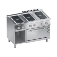 Masina de gatit linia 700 PERFORMANCE/ Aragaz profesional electric 6 arzatoare patrate si cuptor electric ventilat si dulap deschis 1/1GN  ATA