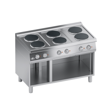 Masina de gatit linia 700 PERFORMANCE/ Aragaz profesional electric 6 arzatoare rotunde si dulap deschis model de banc ATA