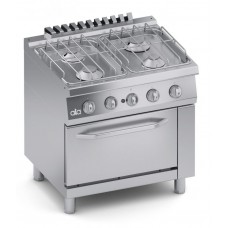 Masina de gatit linia 700 SOLUTION / Aragaz profesional cu 4 arzatoare si cuptor gaz GN 2/1 ATA